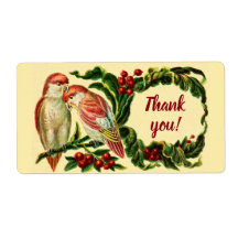 Bevallige Vintage Liefdesvogels Bedankt Sticker