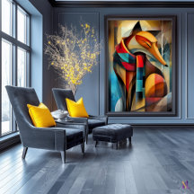 Bevallige Vos – Cubistische Elegantie in een Winte