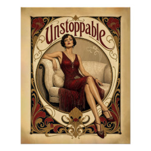 Bevallige vrouw in Art Nouveau-stijl Perfect Poster