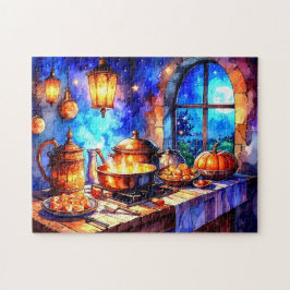 Bevallige warme comfortabele keuken koken  legpuzzel