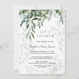 Bevallige Waterverf Groene Bruidsdouche Kaart