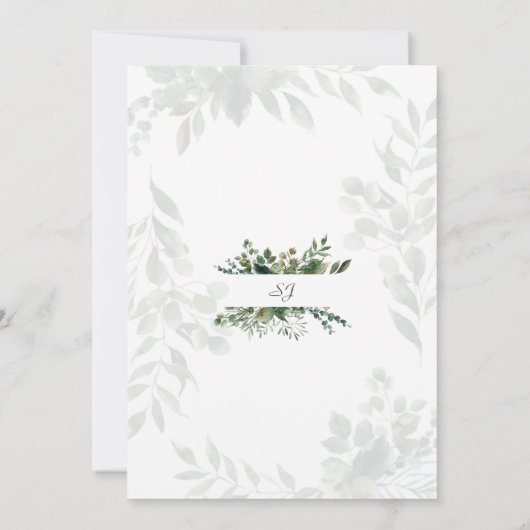 Bevallige Waterverf Groene Bruidsdouche Kaart (Achterkant)