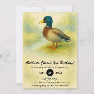 Bevallige Waterverf Illustratie van Wilde Eend Ver Kaart
