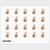 Bevallige Waterverf Patchwork Sneeuwman Kerstmis Ronde Sticker (Vel)