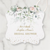 Bevallige Waterverf Roze Bloem Gouden Bruidsdouche Bedankjes Labels (Achterkant)