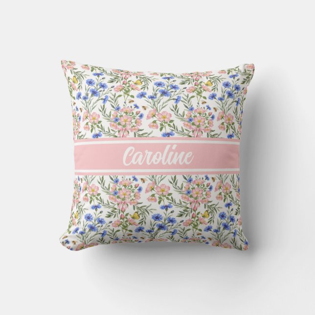 Bevallige wilde bloem cottage accent kussen (Voorkant)