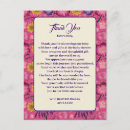 Bevallige Wilde Bloemen Roze Baby Shower Briefkaart