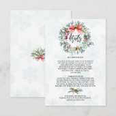 Bevallige Winterkrans Sneeuwvlokken Trouwdetails Informatiekaartje (Voorkant / Achterkant)
