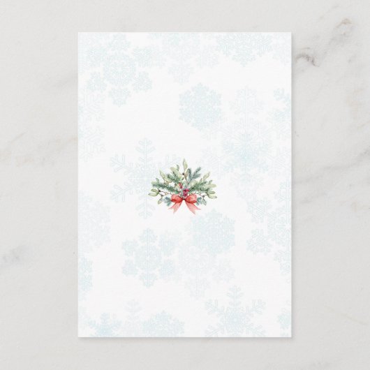 Bevallige Winterkrans Sneeuwvlokken Trouwdetails Informatiekaartje (Achterkant)