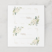 Bevallige Witte Bloemen Gouden Doop Tafelnummer Plaatskaartje (Buitenkant ongevouwen)