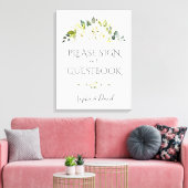 Bevallige witte crèmekleurige bloemengastboekbord canvas afdruk (Insitu (Woonkamer))