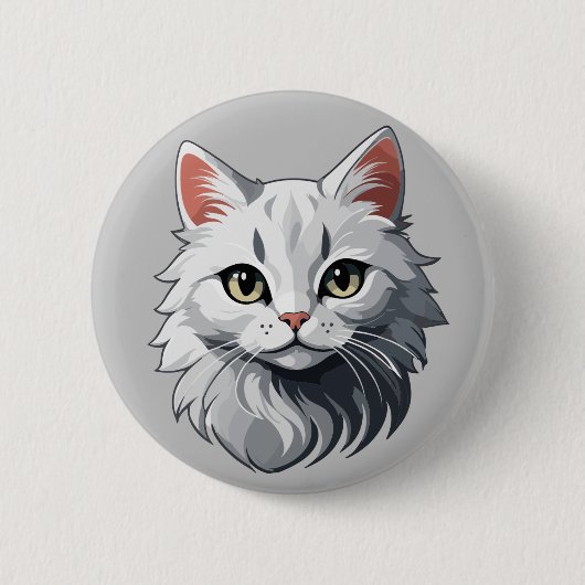Bevallige Witte Kat Ronde Button 5,7 Cm (Voorkant)