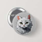 Bevallige Witte Kat Ronde Button 5,7 Cm (Voorkant /achterkant)