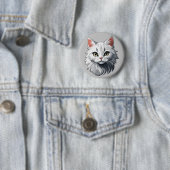 Bevallige Witte Kat Ronde Button 5,7 Cm (In situ)