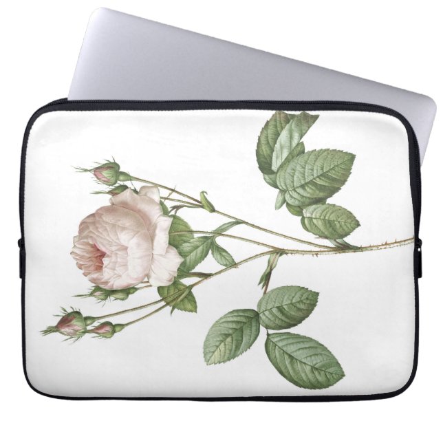 Bevallige Witte Roos Botanisch Laptop Sleeve (Voorkant)