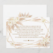 Bevallige Witte Rozen Pampas Gras Gouden Bruiloft Save The Date (Voorkant / Achterkant)