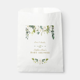 Bevallige witte waterverf bloemen baby shower bedankzakje