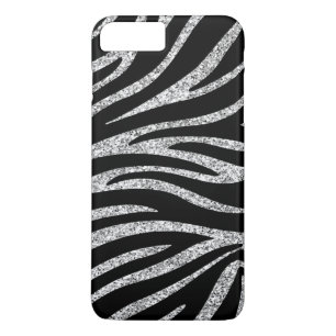 Bevallige zwarte zebraprint zilveren glitter vonke Case-Mate iPhone case