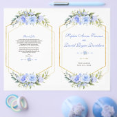Bevalligend Blauw Bloemmotief Gouden Lijst Bruilof Flyer (Enkel)