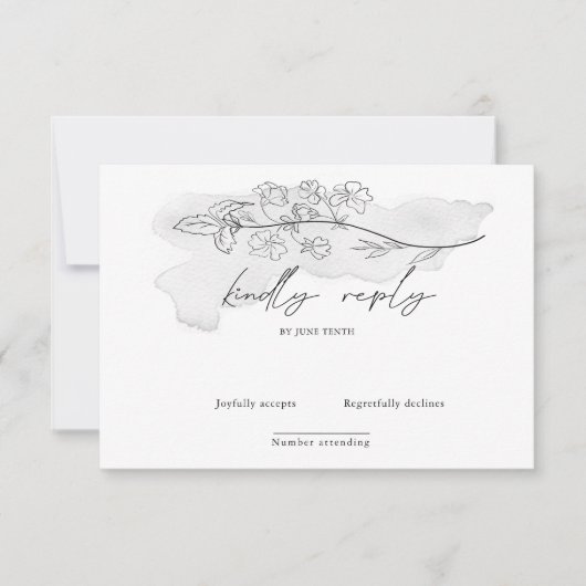 Bevalligende botanische elegante script RSVP kaart (Voorkant)