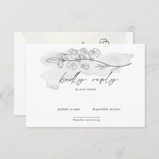 Bevalligende botanische elegante script RSVP-kaart RSVP Kaartje (Voorkant / Achterkant)
