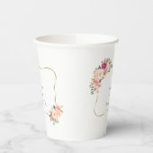 Bevalligende Gouden Frame Blush Roze Bloem Doop  Papieren Bekers (Links)