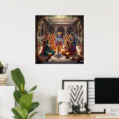 Bevalligende heldere Bala Krishna met Gopis Poster (Thuiskantoor)