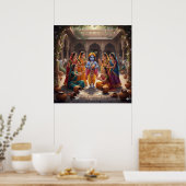 Bevalligende heldere Bala Krishna met Gopis Poster (Keuken)