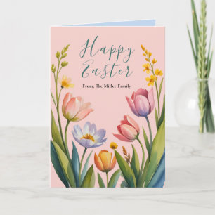 Bevalligende Pastel Bloemige Pasen Wenskaart Feestdagen Kaart