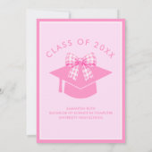 Bevalligende Roze Gingham Strik Afstudeerfeest Kaart (Achterkant)