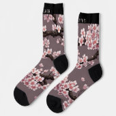 Bevalligende Sakura Kunst en Aangepaste Naam Sokken (Links)