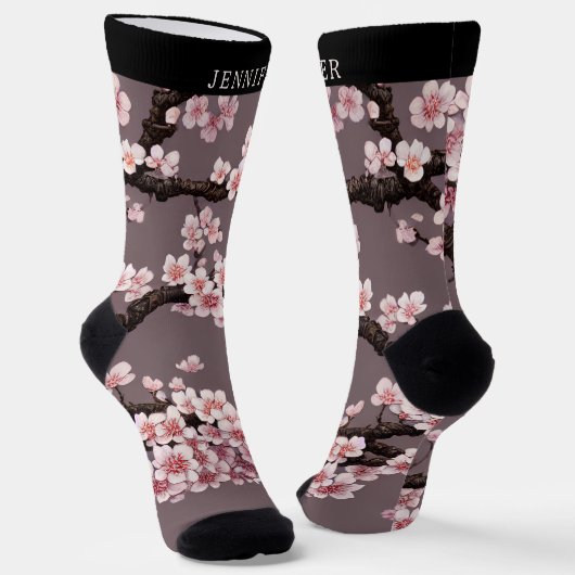 Bevalligende Sakura Kunst en Aangepaste Naam Sokken (Gebogen)