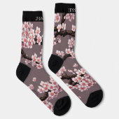 Bevalligende Sakura Kunst en Aangepaste Naam Sokken (Rechts)