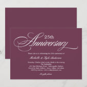 Bevalligende Script Jubileum Uitnodiging - Paars (Voorkant / Achterkant)