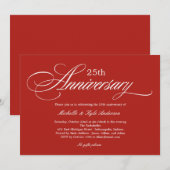 Bevalligende Script Jubileum Uitnodiging - Rood (Voorkant / Achterkant)