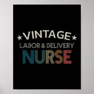  bevalling en bevalling verpleegster retro stijl v poster