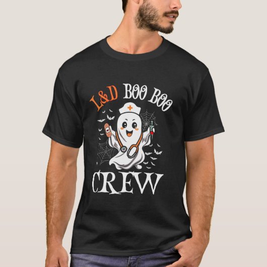 Bevalling Nurse Boo Crew Grappige Halloween Ghost T-shirt (Voorkant)