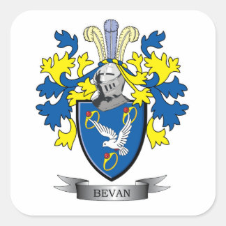 Bevan Family Crest Coat of Arms Vierkante Sticker