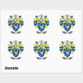 Bevan Family Crest Coat of Arms Vierkante Sticker (Vel)