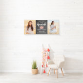 Bevat 2 Photo Chalkboard Pink Black Afstuderen Spandoek (Insitu)