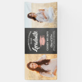 Bevat 2 Photo Chalkboard Pink Black Afstuderen Spandoek (Verticaal)