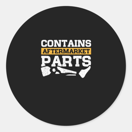 Bevat aftermarket onderdelen geamputeerd been prot ronde sticker (Voorkant)