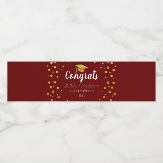 Bevat Elegant Gold Confetti Water Fles Label Waterfles Etiket (Enkel label)