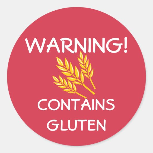 Bevat gluten Voedsel Allergie Alert Rood Ronde Sticker (Voorkant)