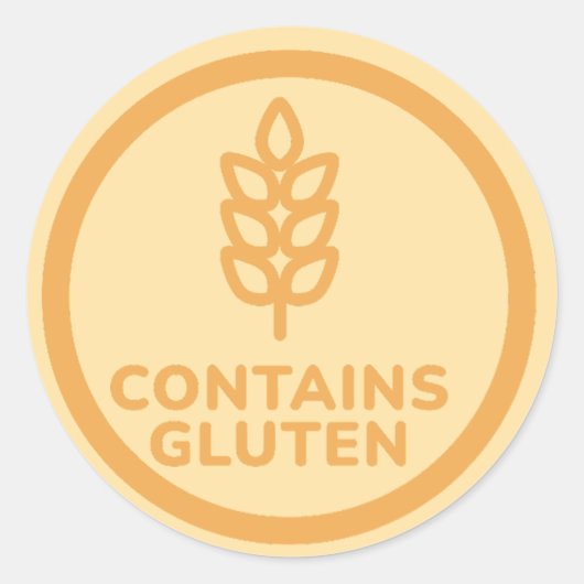 Bevat glutenallergie waarschuwing coeliakie ronde sticker (Voorkant)