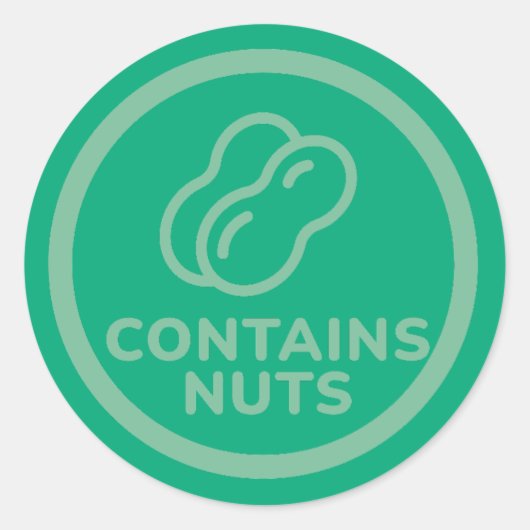 Bevat noten allergie waarschuwing pinda cashew bak ronde sticker (Voorkant)