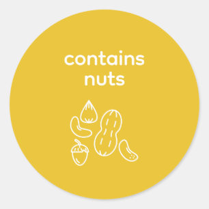 Bevat Noten – Mosterd Rond Allergeenlabel Ronde Sticker