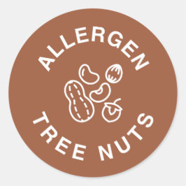 Bevat Noten - Waarschuwing voor Voedselallergie Ronde Sticker