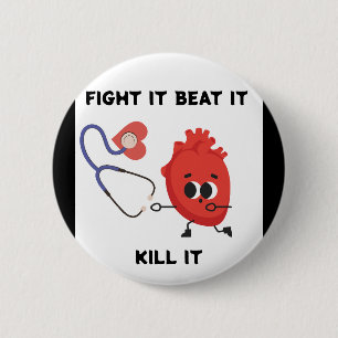 Bevecht het Beat It Kill Heart Disease Awareness Ronde Button 5,7 Cm