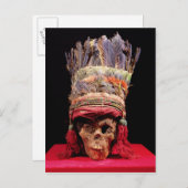 Bevederd hoofddeksel op een schedel, van Peru Briefkaart (Voorkant / Achterkant)